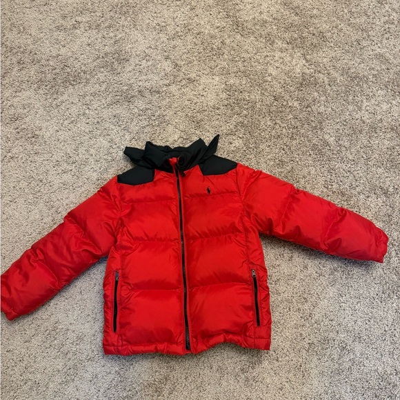 Polo by Ralph Lauren Red and Black Kids Puffer Jacket Size 7